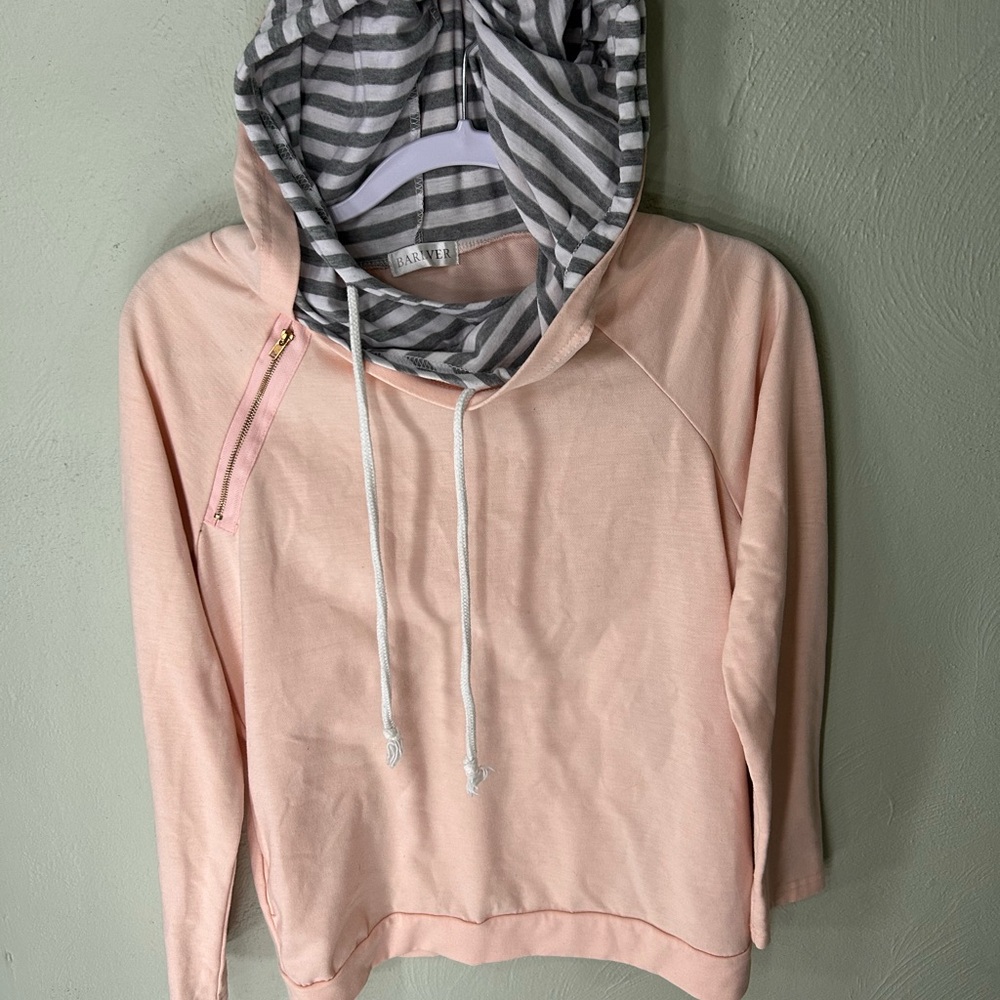 Women's Pink, Striped Hoodie S
